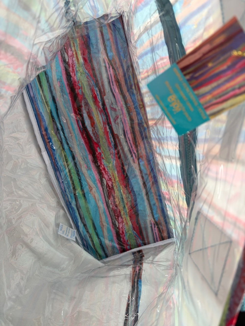 MB GREENE TOTE Colorful Striped with Teal Handles $98 NEW WITH TAGS - Picture 9 of 10